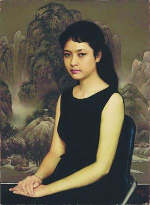 坐在北宋山水画前的22岁彭丽媛