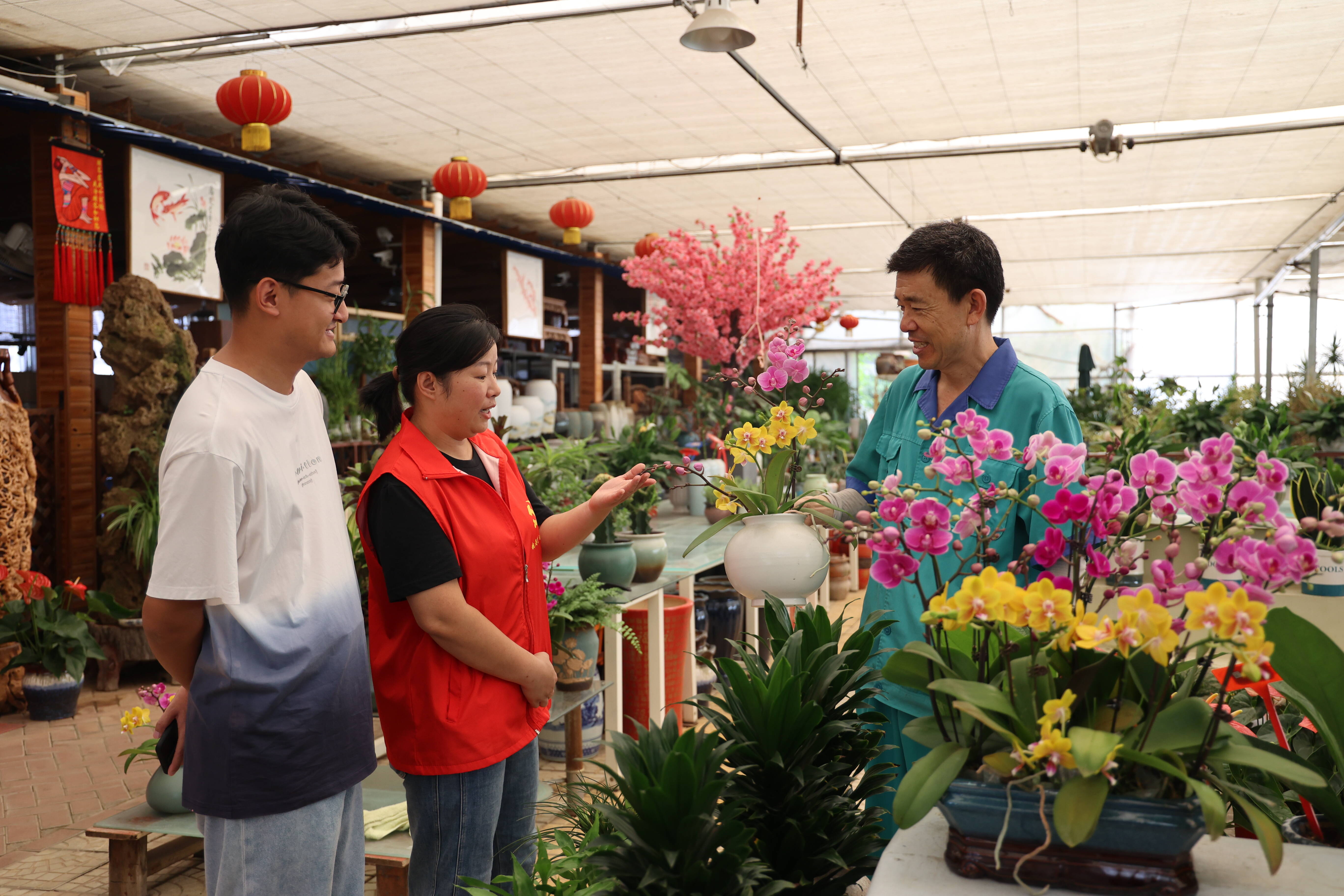 花卉种植基地内鲜花争奇斗艳。记者 梁玉鹏 摄