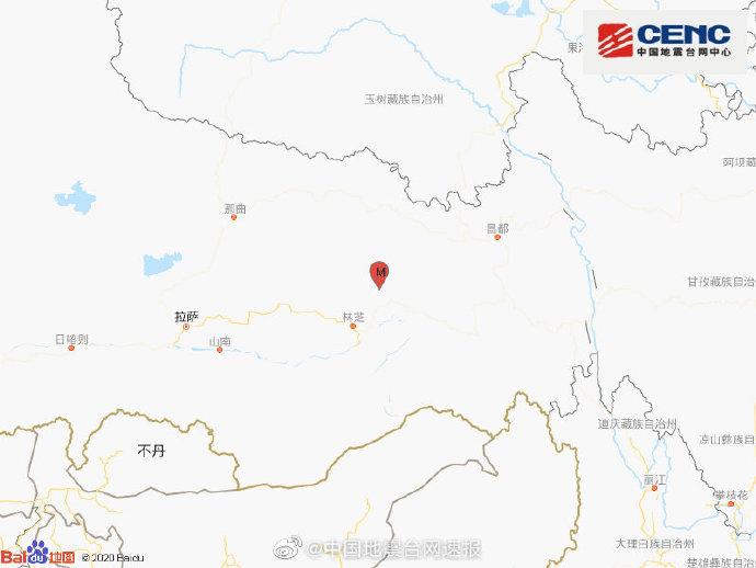 中国新闻网|西藏林芝市波密县发生4.5级地震 震源深度8千米