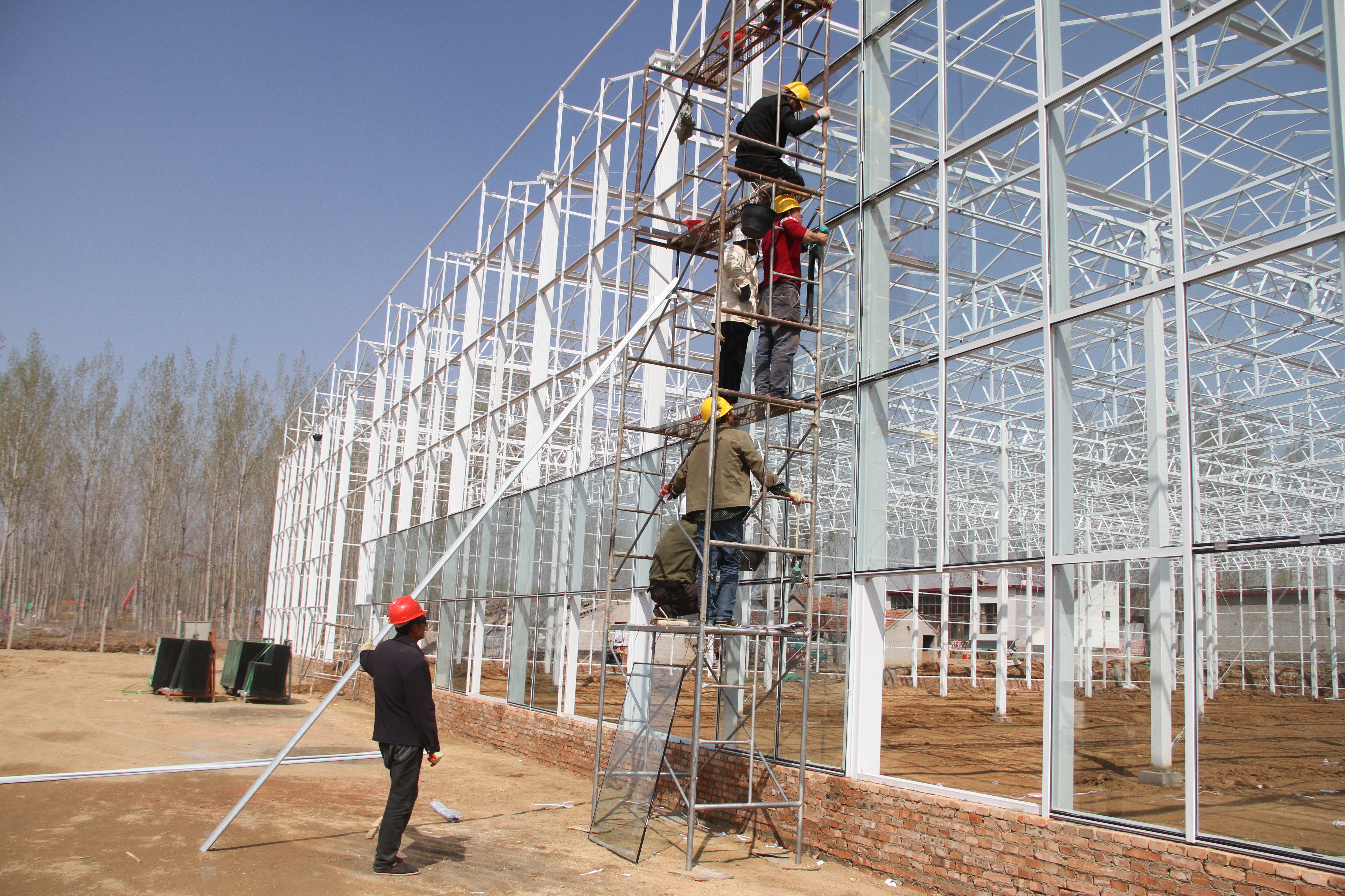 海蓝农业科技公司正在建设中的连栋温室