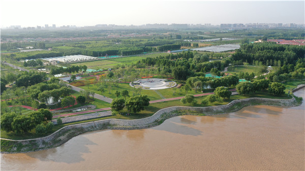 滨州黄河之星生态园沿黄景色。