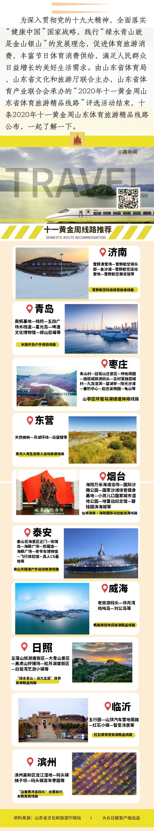 大众报业·大众日报客户端|好客山东丨十一黄金周，你要的精品旅游线路都在这里！