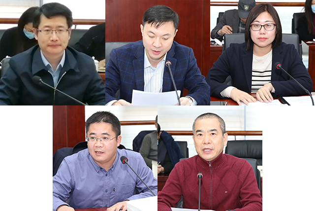 与会记者代表发言（左上：娄和军；中上：兰传斌；右上：张春晓；左下：贾瑞君；右下：王凯）。