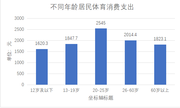 不同年龄城乡居民人均体育消费支出统计图