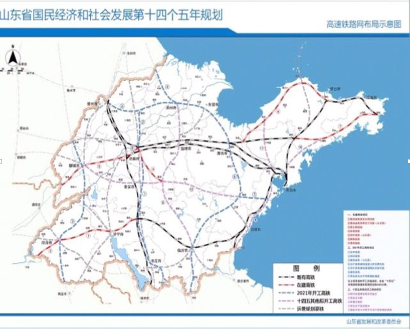 山东省发展和改革委官网图片，其中山东中部纵贯东西的虚线即“鲁中通道”