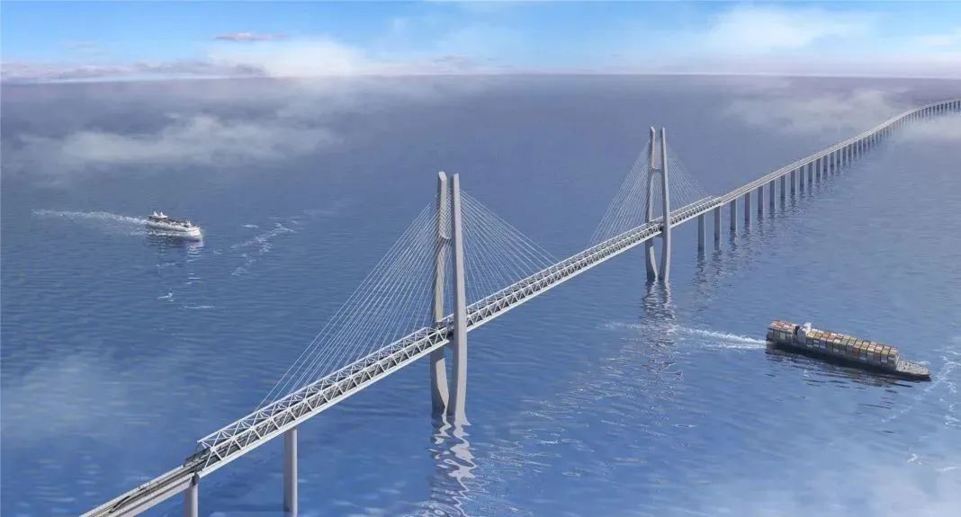 通苏嘉甬高铁杭州湾跨海铁路大桥效果图