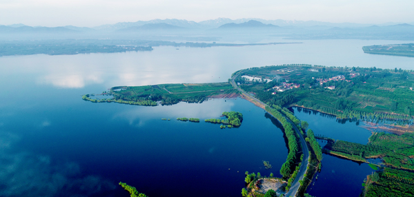 6月4日蒙陰縣雲蒙湖生態區環湖路航拍圖.